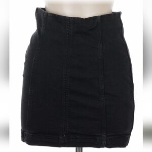 Free People Black High-Waist Denim Mini Skirt